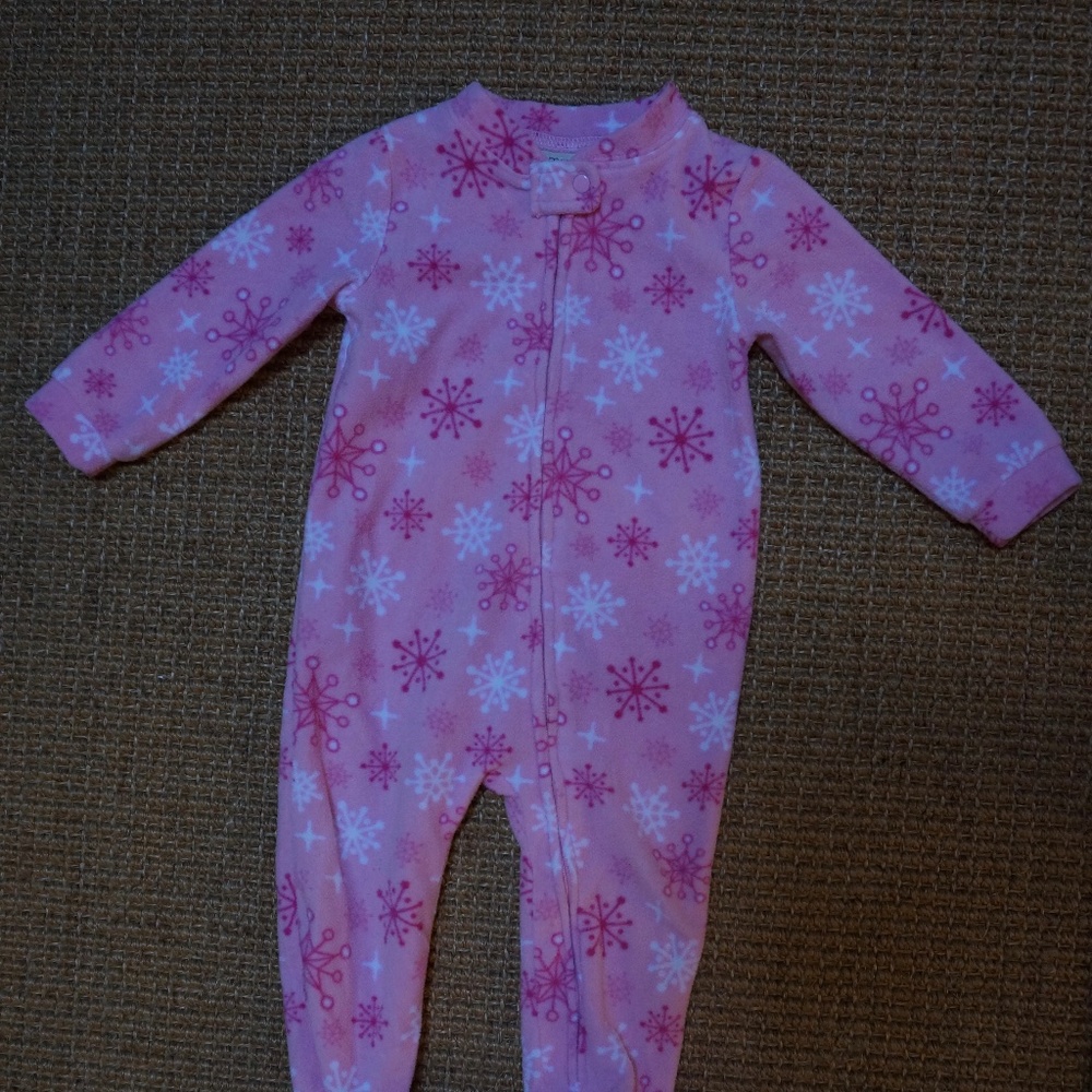 Girls Size 12mos Emma & Jack Pink Fleece 1-piece PJs